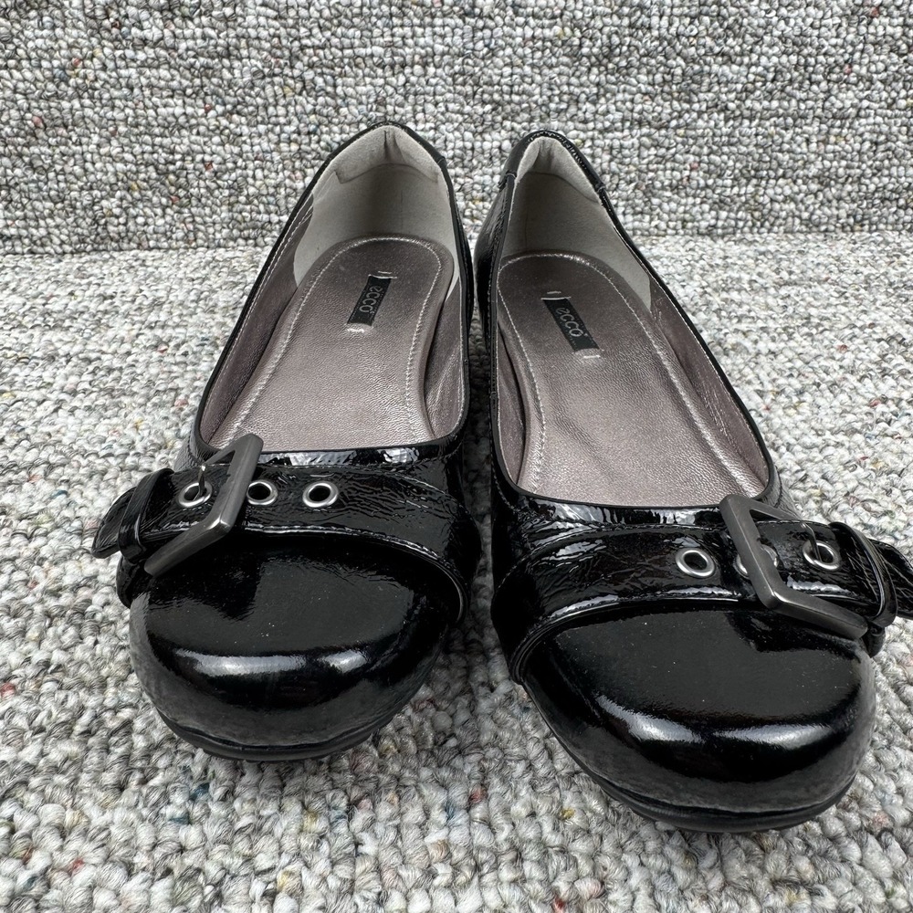 ECCO Abelone Size 40 US 9-9.5 Slip On Shoes Comfort Black Patent Leather Buckle - Picture 6 of 13